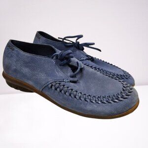 John Fluevog Earth Angel Blue Oven Mitt Handwoven Lace-up Shoes